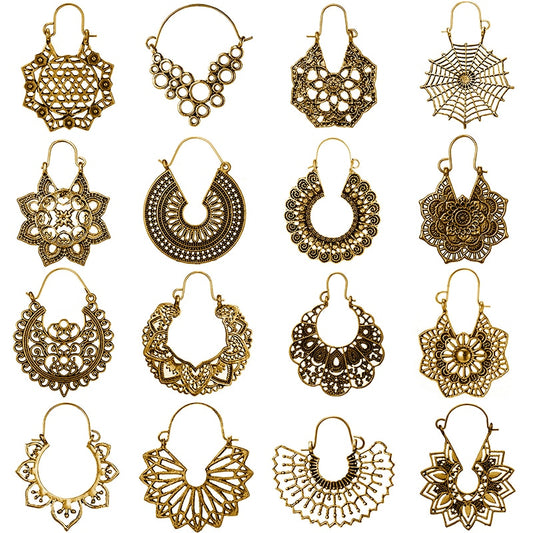 22 Styles Hollow Geometric Carved Ethnic Drop Dangle Earrings Trendy Women