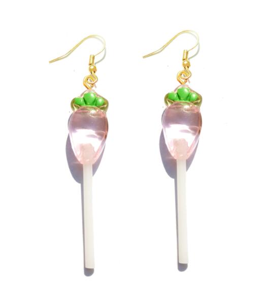 Pink Carrot Resin Candy Lollipop Drop Earrings Cartoon Ear Pendants Accessories