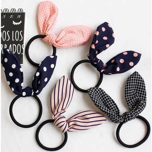 15 Styles Cute Rabbit ears Tied rope hair accessories female rubber band elastic