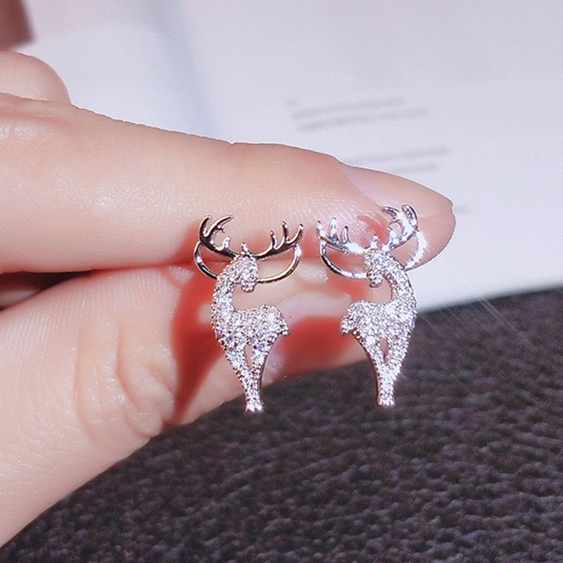 Deer Zircon Stud Earrings Ornaments Stylish Christmas Women Fashion Earring