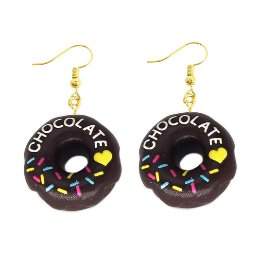 Chocolate Donut Design Drop Earrings Women Creativity Jewelry Cute Earring Girls