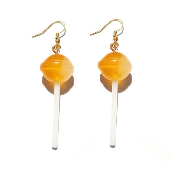 Ombre Yellow Resin Candy Lollipop Drop Earrings Cartoon Ear Pendants Accessories