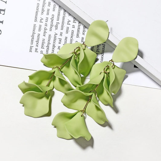 Olive Green Petals Dangle Earrings Fashion Party Girls Pendant Earrings Women