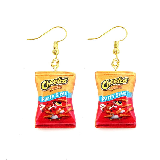 Crunchy Cheetos Funny Resin Drop Earrings Women Art Fashion Cartoon Earrings