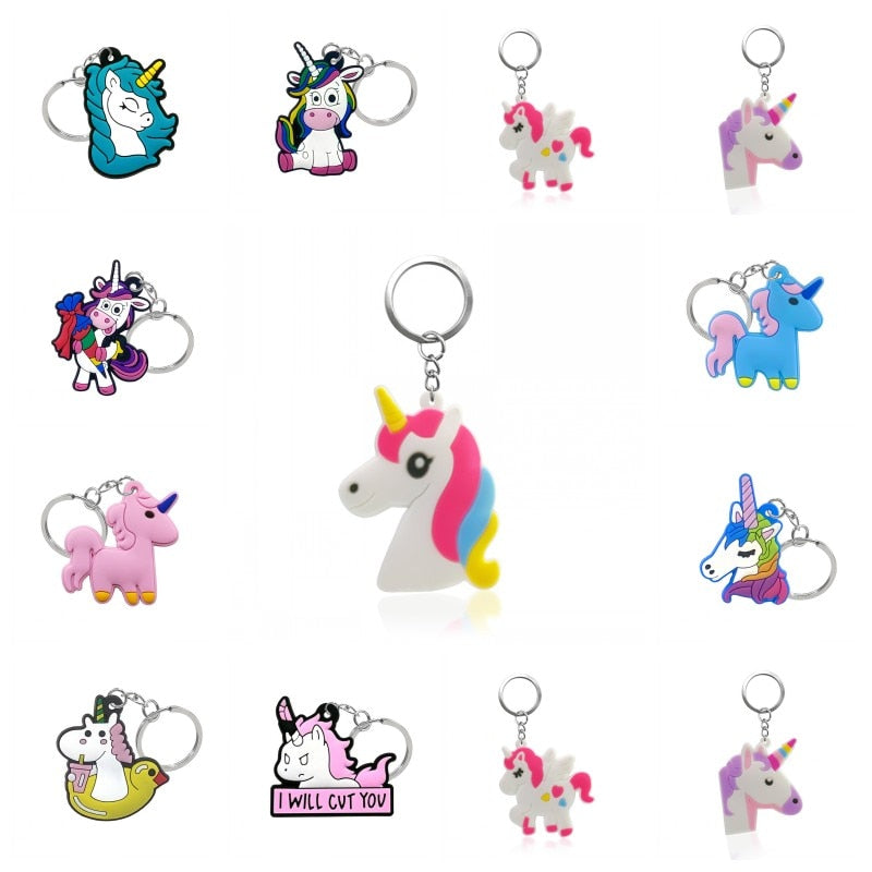 11 Styles Colorful Magic Unicorn Keychain Cute Key Holder Cartoon Keyring