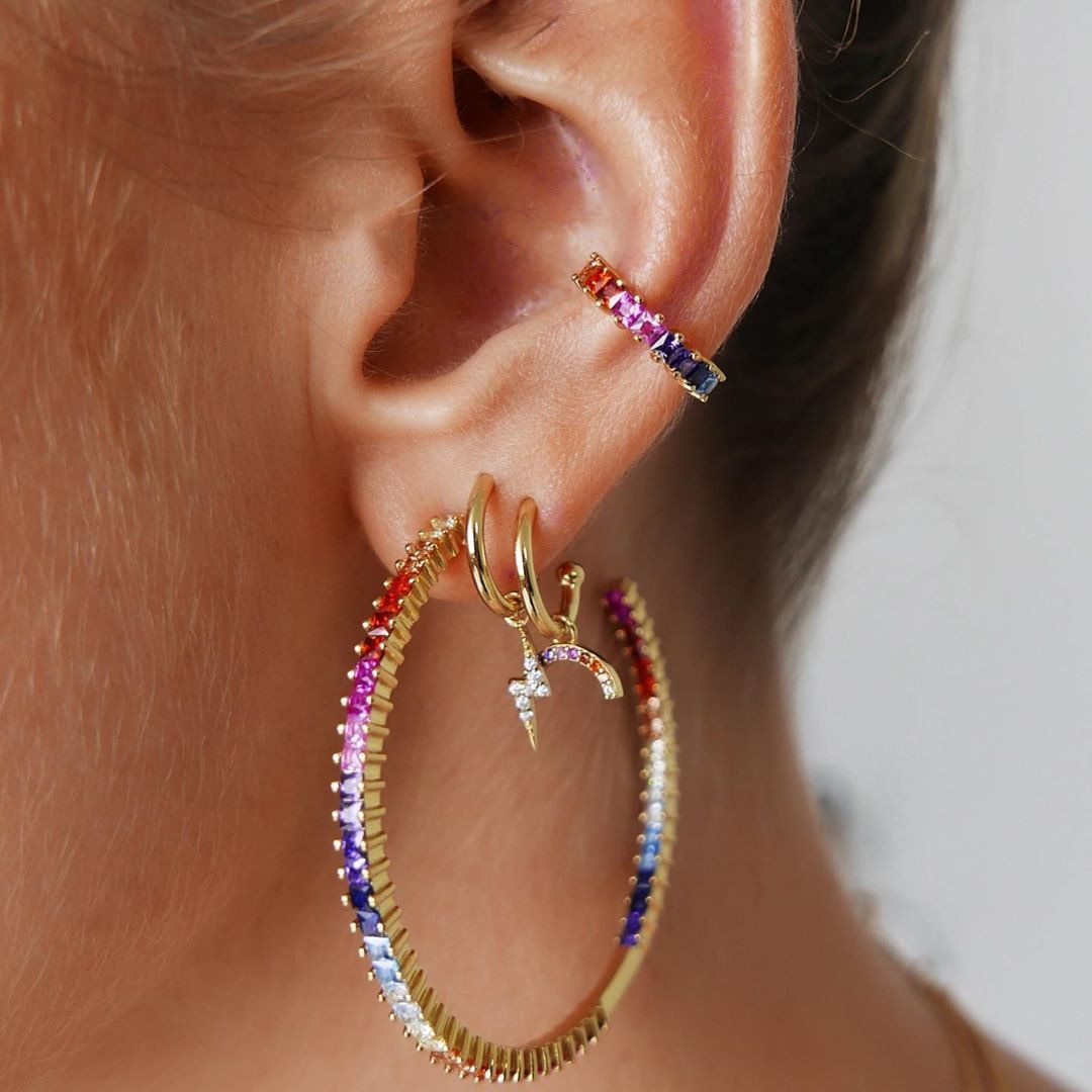 4pcs Mixed Color Boho Ear Cuff Set Hoop Earrings Women Travel Fashion Cartoon