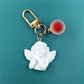 5 Colors White Angel Keychain Charms Women Cute Mini Jelly Ball Pendant Key Ring