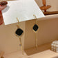 Black Square Decor Drop Earrings Women Girl Party Gift Fashion Ear Jewelry