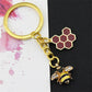 6 Styles Alloy Drip Oil Rhinestone Bee Keychain Hexagon Honeycomb Charms Key