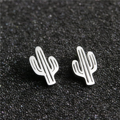 Cactus Stainless Steel Earrings Women Jewelry Small Studs Gifts Earring