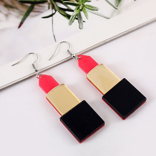 Lipstick Drop Earrings Women Travel Fashion Cartoon Earrings Creative Jewelry