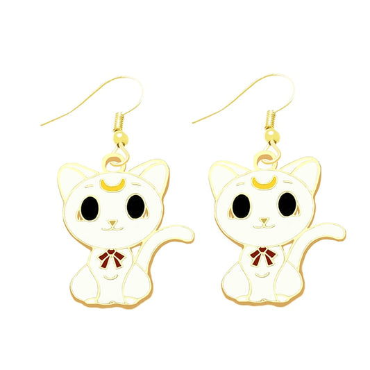 Japanese Cat Drop Earrings Cartoon Ear Pendants Accessories Women Art Jewelry