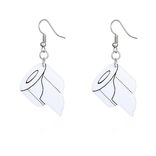 Toilet Paper Pendant Drop Earrings Fashion Women Summer Party Jewelry Girls