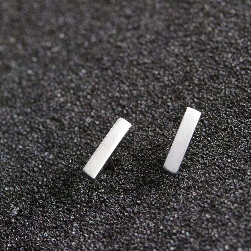 Simple Metal Bar Stainless Steel Earrings Women Jewelry Small Studs Gifts