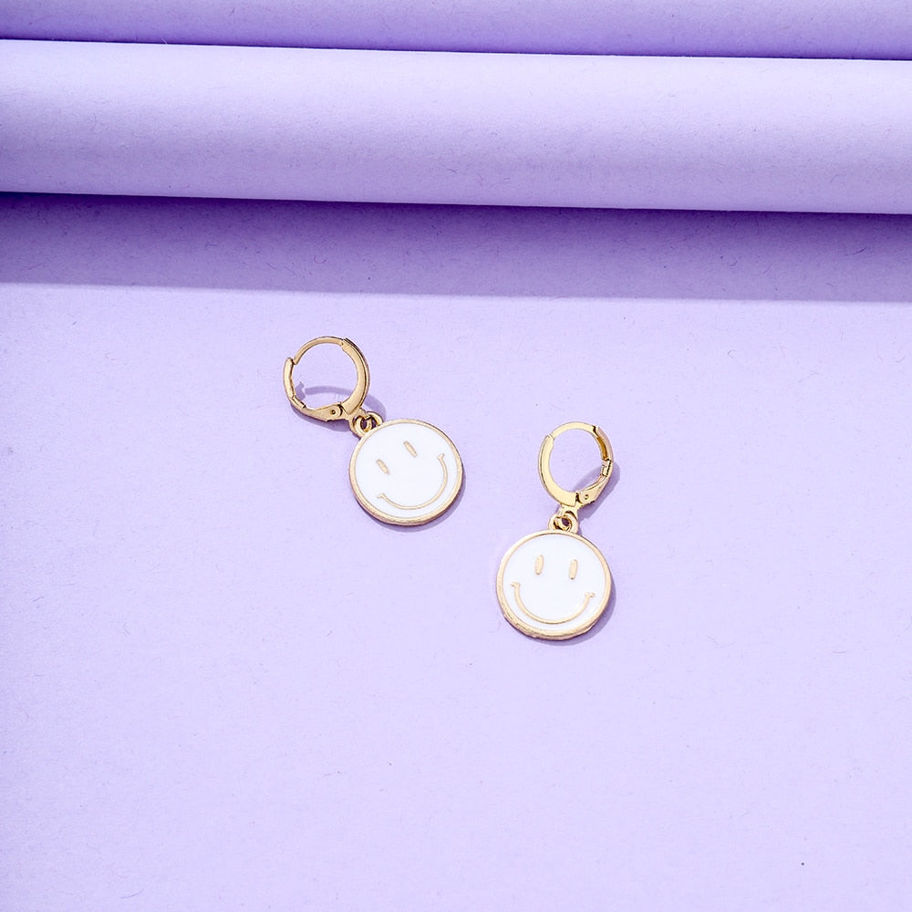 White Smile Pendant Drop Earrings Women Girl Fashion Trendy Jewelry Accessories