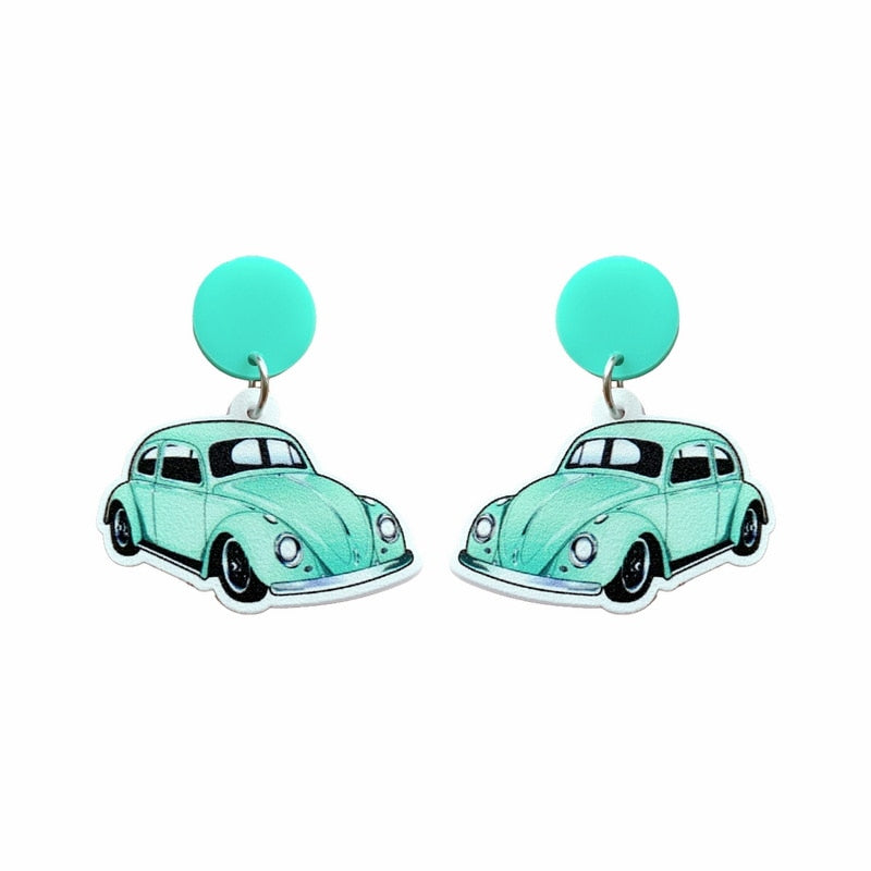 Acrylic Mint Car Drop Charm Earrings For Women Girl Fashion Modern Jewelry Gift