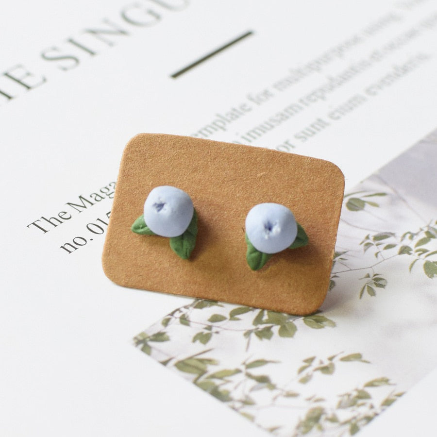 Blueberry Stud Earrings Women Ear Accessory Jewelry Birthday Party Gift