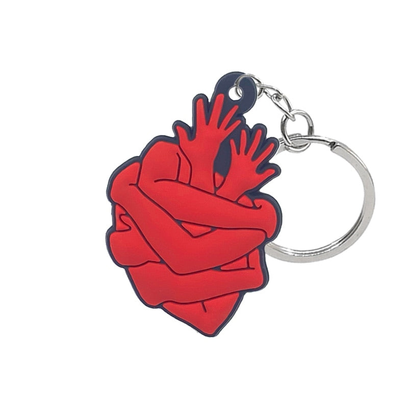 Heart Hand Keyring Gift for Nurse Doctor Cute Cartoon Style Keychains Bag Car