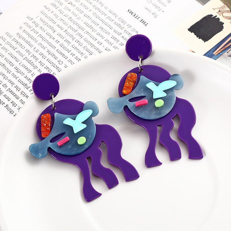 47 Styles Guitar Fish Eye Acrylic Drop Earrings Female Travel Cartoon Earrings