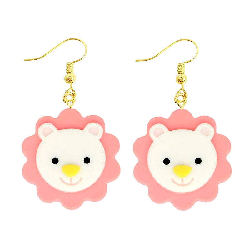 Pink Resin Animal Drop Earrings Women Creativity Jewelry Cute Earring Girls Gift