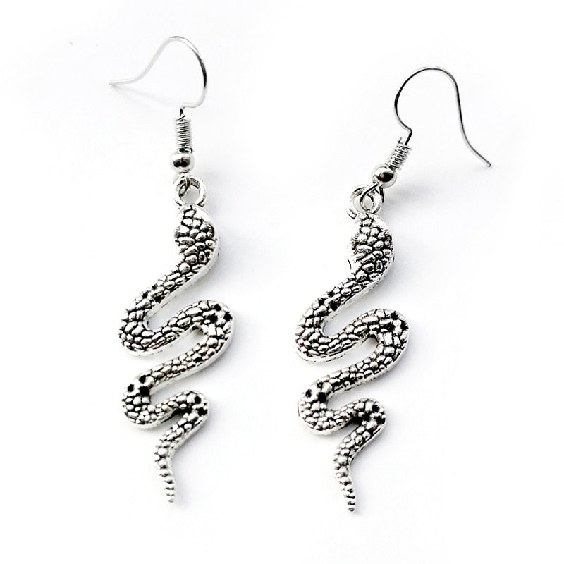 Handmade Textured Snake Metal Drop Earrings Women Travel Fashion Cartoon