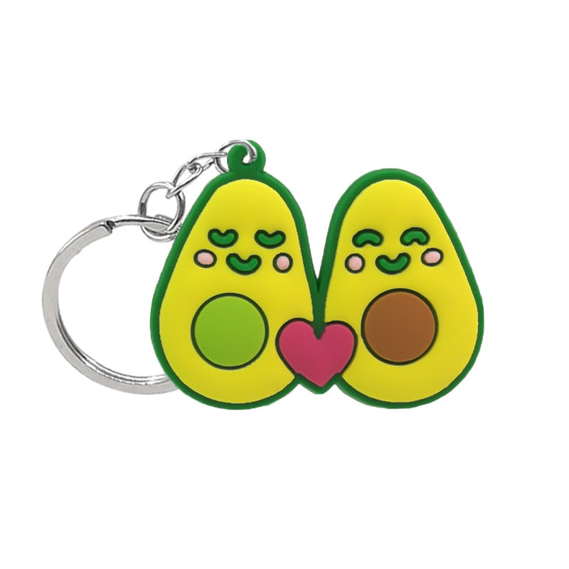 Avocado Couple PVC Keyring Cute Cartoon Style Keychains Bag Car Pendant Jewelry