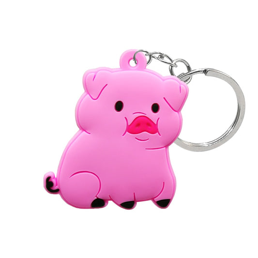 Pink Pig PVC Keyring Cute Cartoon Style Keychains Bag Car Pendant Jewelry Gift