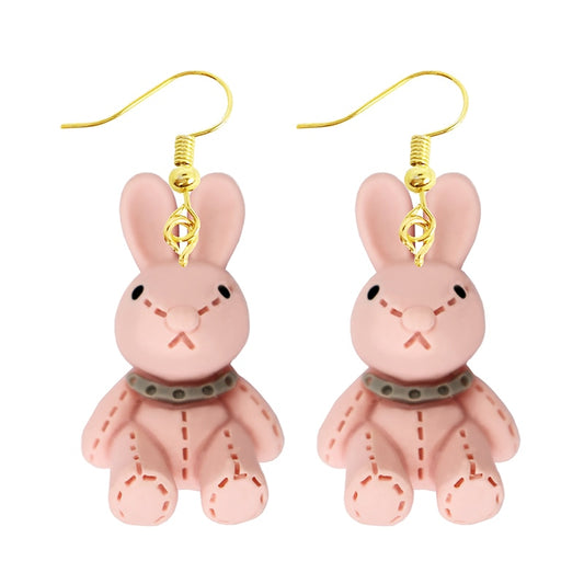 Stitched Rabbit Resin Animal Drop Earrings Women Creativity Jewelry Cute Earring