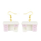 Retro Pink Desk Drop Earrings Cartoon Art Women Party Jewelry Ear Fashion