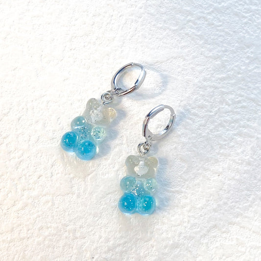 Clear Blue Bear Lady Cute Dangle Earrings for Women Jewelry Girls Earrings