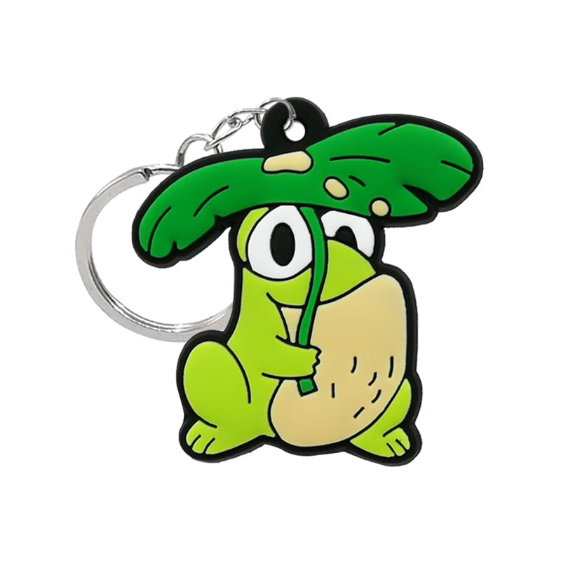 Frog and Leaf PVC Keyring Cute Cartoon Style Keychains Bag Car Pendant Jewelry