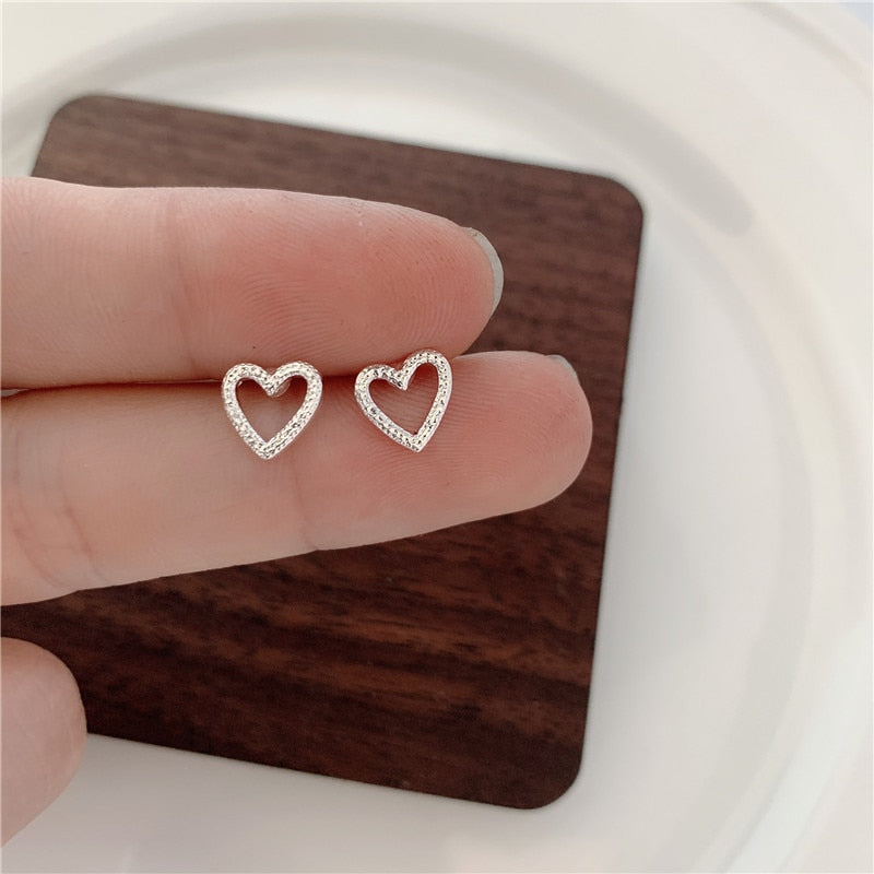 Rhinestone Heart Design Stainless Steel Mini Stud Earring Ear Piercing Modern