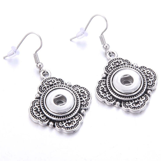 Flower Style Snap Button Dangle Earrings for Fashion Stylish Jewelry Drop