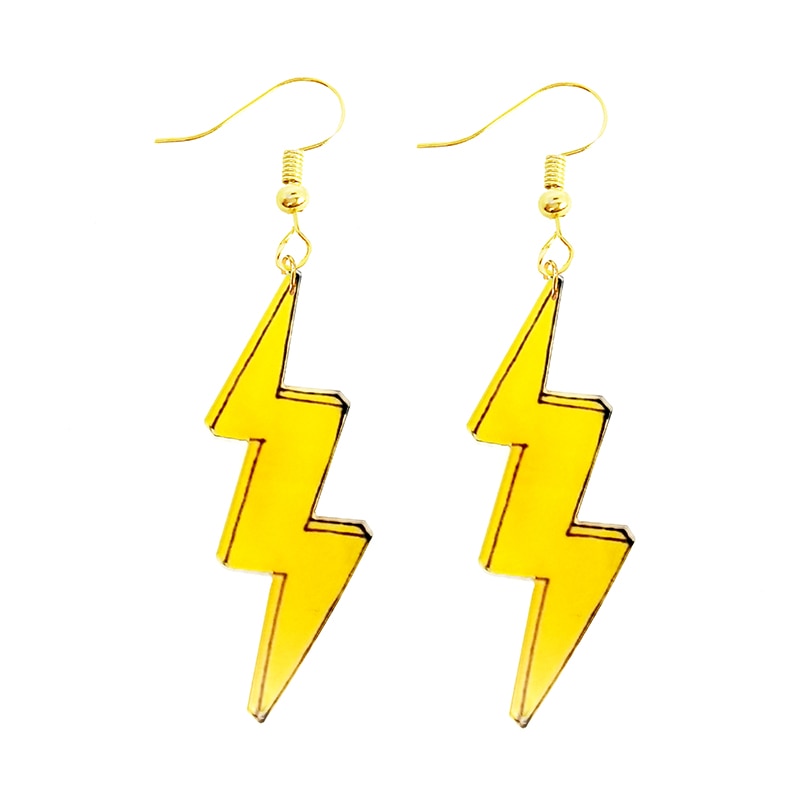 Lightning Acrylic Large Drop Earrings Cartoon Art Women Party Jewelry Ear