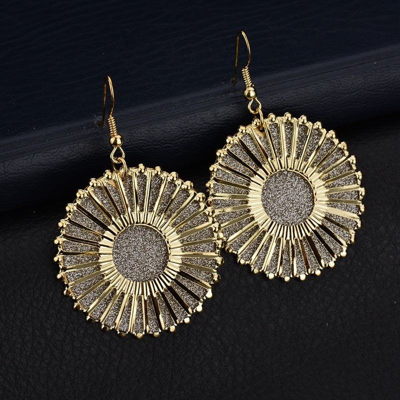 Frosted Sunflower Dangle Earrings Fashion Party Girls Pendant Earrings Women