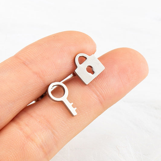 Lock Key Mini Studs Earring Cute Female Ear Ornament Charm Jewelry Accessory