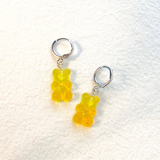 Yellow Orange Ombre Bear Lady Cute Dangle Earrings for Women Jewelry Girls