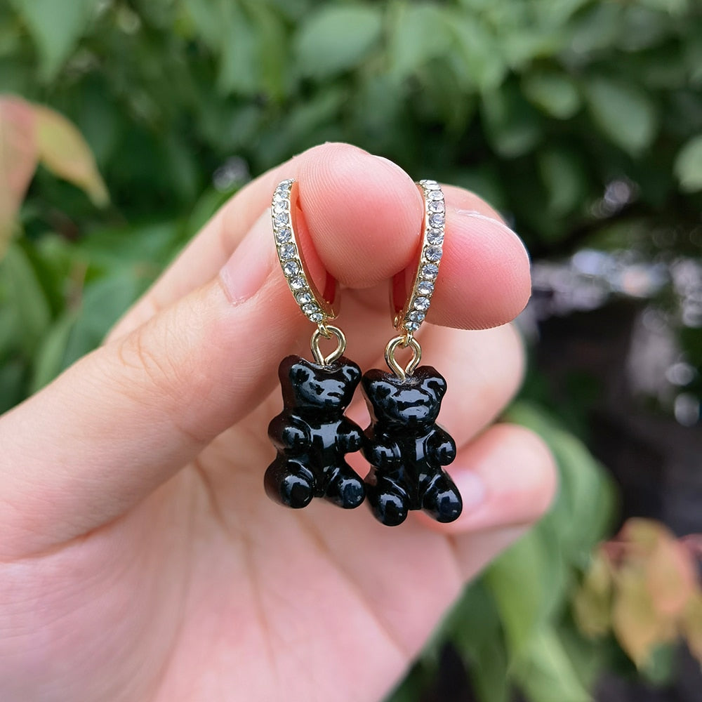 Black Bear Lady Cute Dangle Earrings for Women Jewelry Girls Earrings