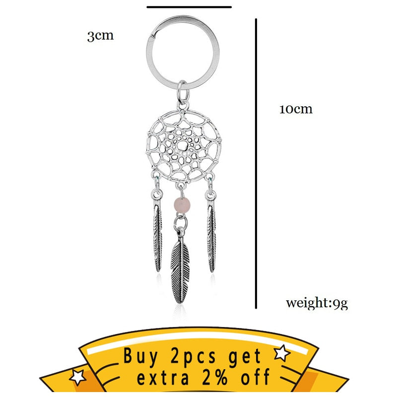 2 Styles Beads Dreamcatcher Feather Wind Dream Catcher Key Chain Women Vintage