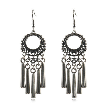 Round Decor Metal Pendants Dangling Drop Earrings Female Fashion Earrings