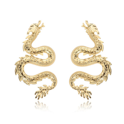 Textured Dragon Drop Earrings Women Travel Fashion Cartoon Earrings Creative