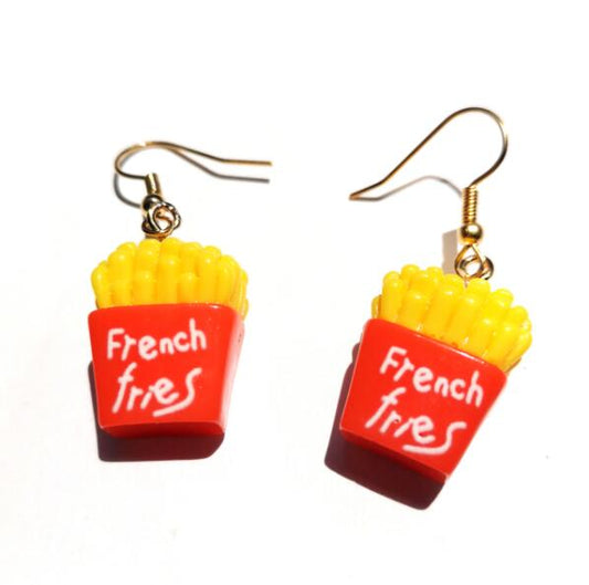 French Fries Resin Handmade Drop Earrings Cartoon Art Women Party Jewelry Ear