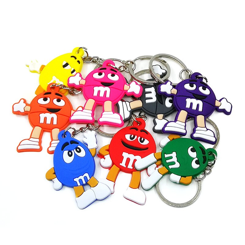 8 Styles Multicolor Candy M&M Keychain Cartoon Creative Gift Key Holder Keyring