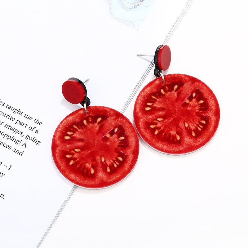 52 Styles Acrylic Fruit Letters Exaggeration Funny Drop Earrings Female Travel