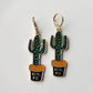 Hug Me Potted Cactus Drop Earrings Cartoon Ear Pendants Accessories Women Art