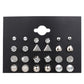 12 Pairs Silver-colored Stud Earrings Women Fashion Summer Gifts Jewelry
