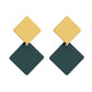 Yellow Green Square Drop Earrings Cartoon Art Women Party Jewelry Ear Fashion