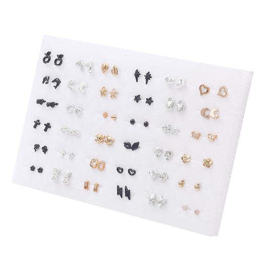 Flower Moon Shape 32 Pairs Stud Earrings Set Women Small Girl Earring Jewelry