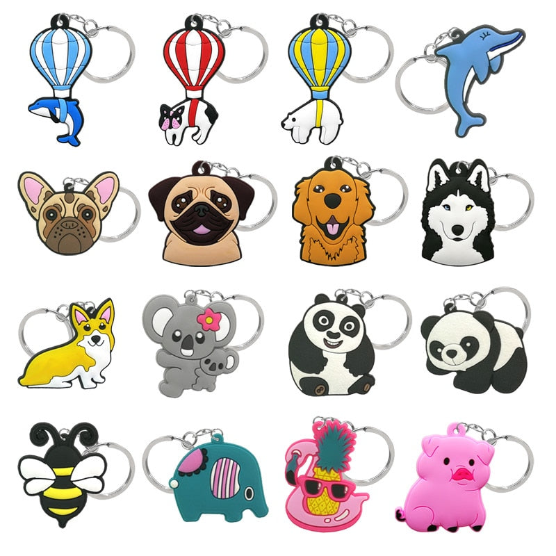 16 Styles dog pig panda Koala bee dolphin pattern Keychain Cartoon Key Holder