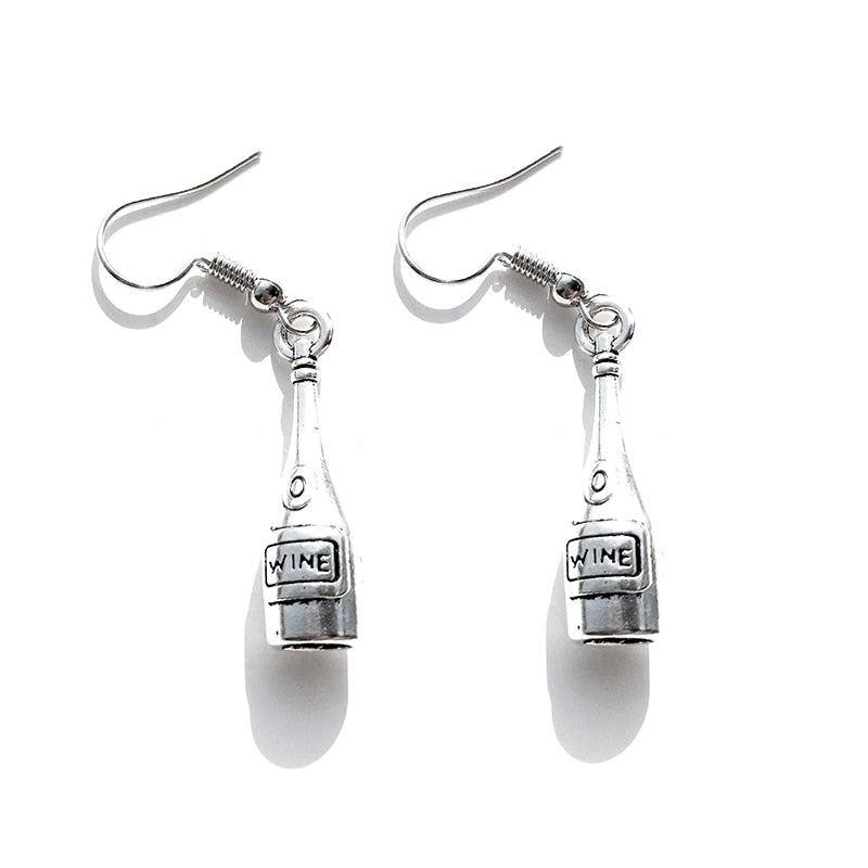 Creative Design Metal Wine Bottle Drop Earrings Women Creativity Jewelry Cute